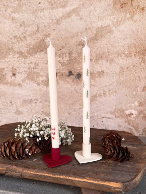 Metallherz Kerzenhalter schmale Stabkerze Madleys creme