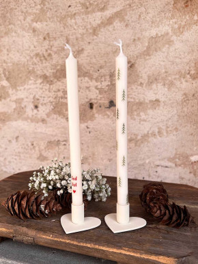 Metallherz Kerzenhalter schmale Stabkerze Madleys creme