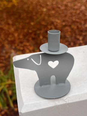 Metallschweinchen Kerzenhalter schmale Stabkerze Madleys H8.5