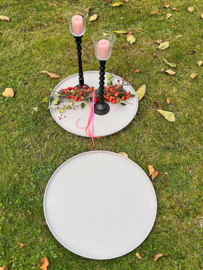 Metall-Tablett Teller hellgrau taupe D50