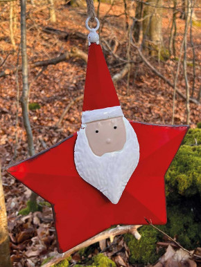 Blechanhänger Weihnachtsmann rot weiß Santa Claus H36
