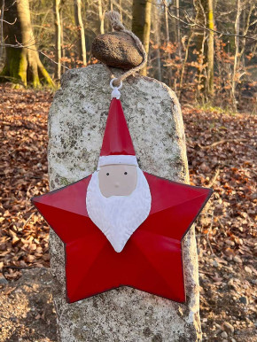 Blechanhänger Weihnachtsmann rot weiß Santa Claus H36