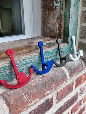 Metall Garderobenhaken Anker weiß Shabby maritim H12