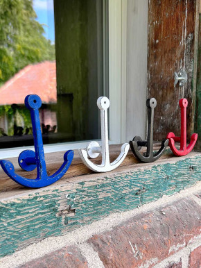 Metall Garderobenhaken Anker weiß Shabby maritim H12