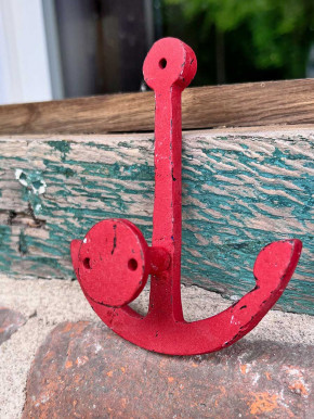 Metall Garderobenhaken Anker rot Shabby maritim H12