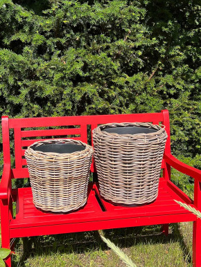 Rattan Pflanzkorb mit Einsatz H35