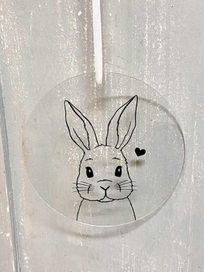 Plexiglas Fensterbild Hase mit Herzchen 15cm