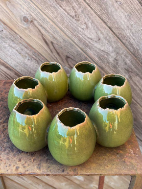 Porzellan Eierkranz Osterkranz Vase Vasenkranz dunkelgrün D27