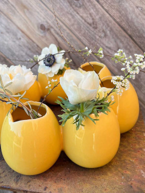 Porzellan Eierkranz Osterkranz Vase Vasenkranz gelb D27