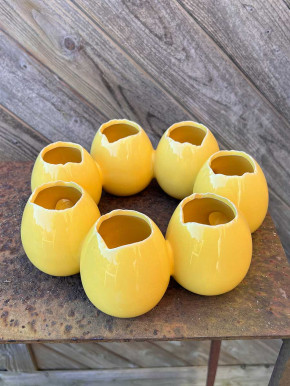 Porzellan Eierkranz Osterkranz Vase Vasenkranz gelb D27