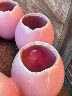 Porzellan Eierkranz Osterkranz Vase Vasenkranz rosa D27