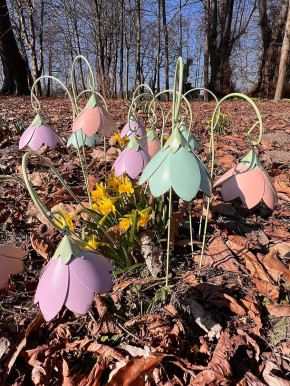 Metallblumen Gartenstecker Gartenpicker H35 coral