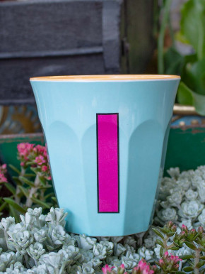 Rice Melamin Becher hellblau Buchstabe I