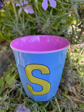 Rice Melamin Becher hellblau Buchstabe S