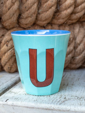 Rice Melamin Becher hellblau Buchstabe U