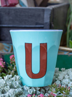Rice Melamin Becher hellblau Buchstabe U