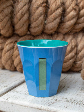 Rice Melamin Becher mittelblau Buchstabe I
