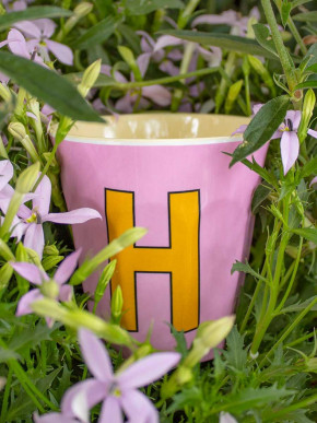 Rice Melamin Becher rosa Buchstabe H