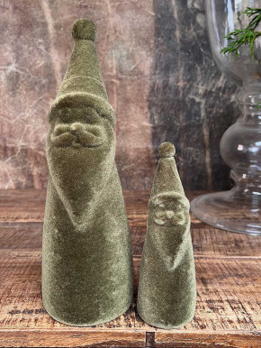 Samt Santa Tasko beflockt dunkelgrün H18