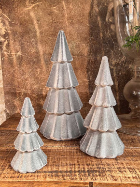 Samt Tannenbaum Tasko beflockt grau H17