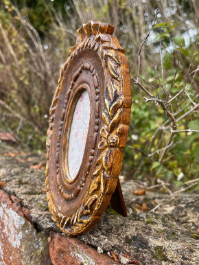 Bilderrahmen Antik Vintage Holzoptik oval H24 Bilderrahmen Antik Vintage Holzoptik oval H24