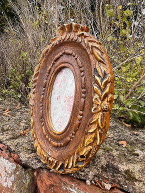 Bilderrahmen Antik Vintage Holzoptik oval H24 Bilderrahmen Antik Vintage Holzoptik oval H24