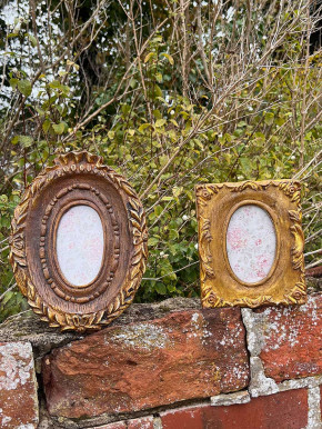 Bilderrahmen Antik Vintage Holzoptik oval H24 Bilderrahmen Antik Vintage Holzoptik oval H24