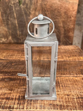 Eisenblech Zink Laterne mit Glaswänden und Aufhängung H22