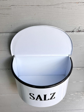 Emaille Ablageschale Salz Landhaus weiß zum Aufhängen H19