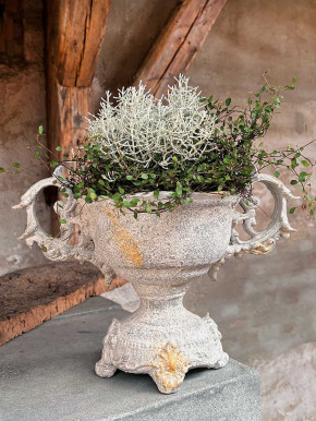 Nostalgische Pflanzschale Blumentopf antikgrau H27