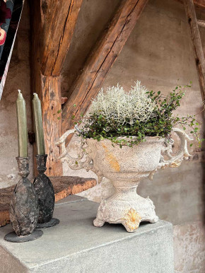 Nostalgische Pflanzschale Blumentopf antikgrau H27