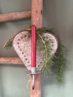 Eisenblech Zink Wand-Kerzenhalter Herz Stabkerze
