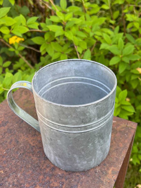 Zink Becher mit Henkel Kerzenhalterdeckel H17