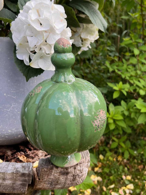 Steingut Gartenkugel Shabby Vintage antikgrün H25 D16