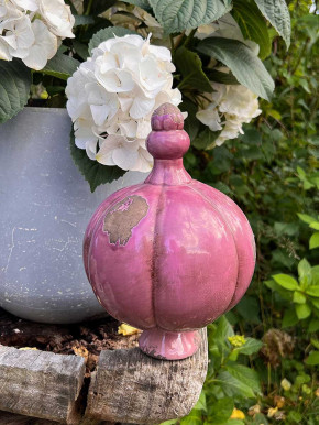 Steingut Gartenkugel Shabby Vintage antikviolet H25 D16