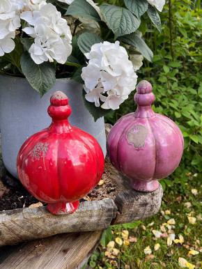 Steingut Gartenkugel Shabby Vintage antikrot H25 D16