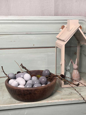 12er Pack Hühner-Eier grau lackiert H6