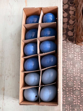 12er Pack Hühner-Eier blau lackiert H6
