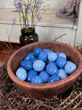 12er Pack Hühner-Eier blau lackiert H8