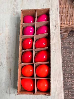 12er Pack Hühner-Eier orange rot pink lackiert H6