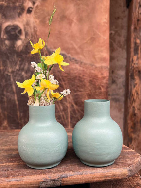 Metallvase Carol grün bauchig H10 D8