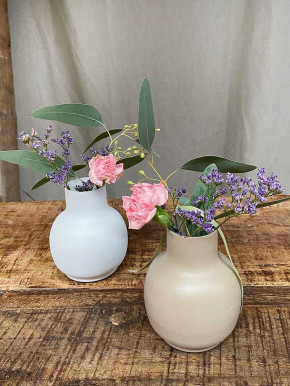 Metallvase Carol weiß bauchig H10 D8