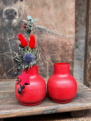 Metallvase Carol rot bauchig H10 D8