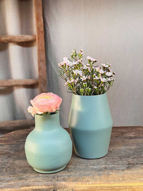 Metallvase Carol grün bauchig H10 D8