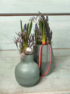 Metallvase Carol grün bauchig H10 D8