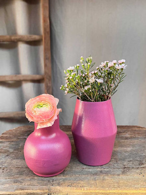Metallvase Carol pink bauchig H10 D8