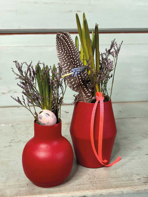Metallvase Carol rot bauchig H10 D8