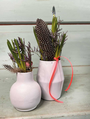 Metallvase Carol weiß bauchig H10 D8