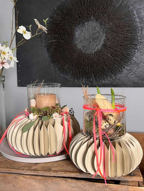 Papiersockel Papierkranz Faltkranz Dacia greige D22 H10