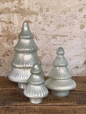 Glas Tanne Sitia Bauernsilber silber weiß matt H15